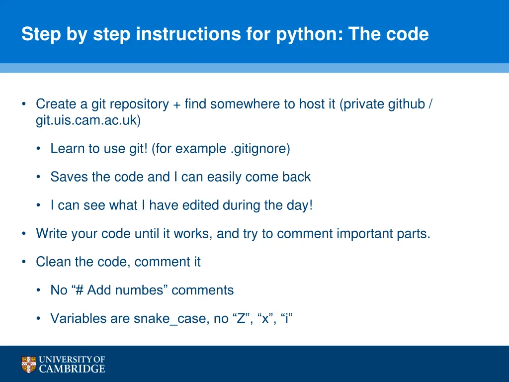 step by step instructions for python the code