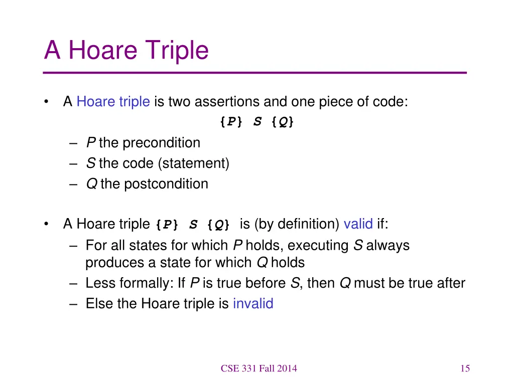 a hoare triple