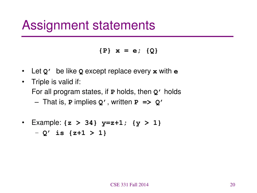 assignment statements