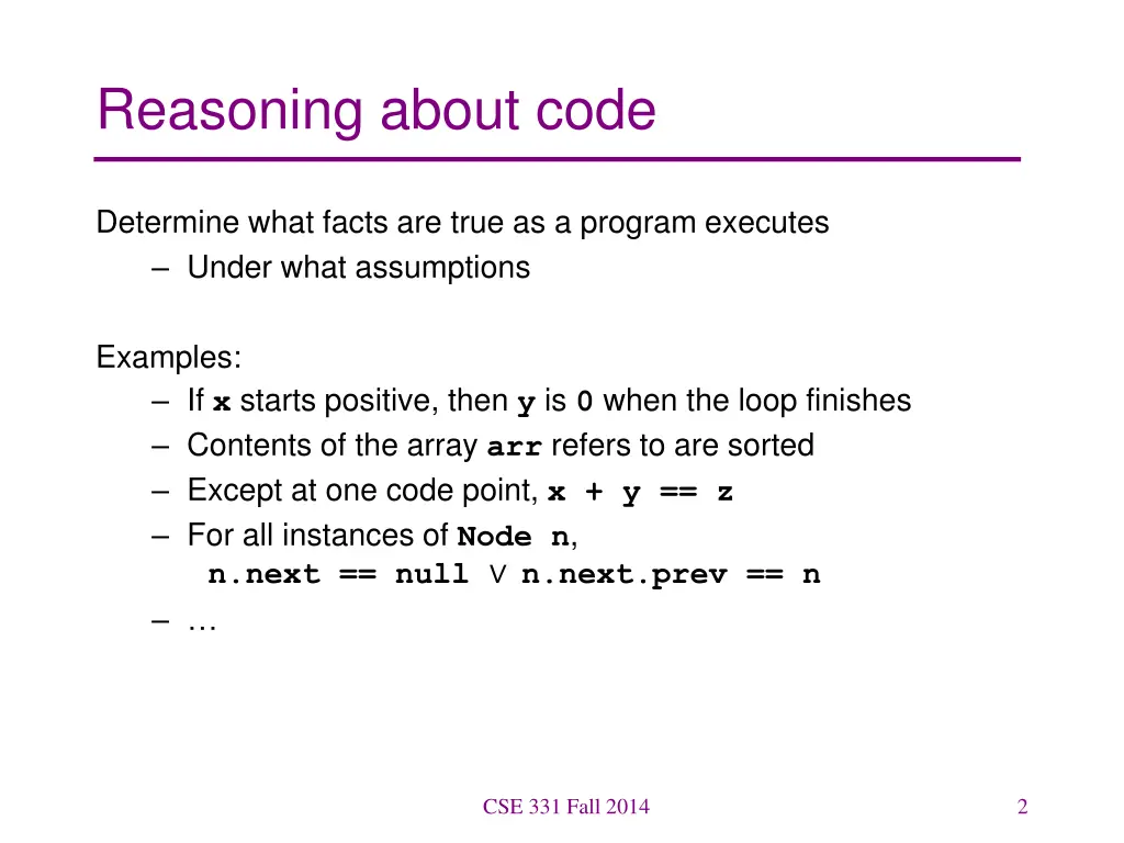 reasoning about code