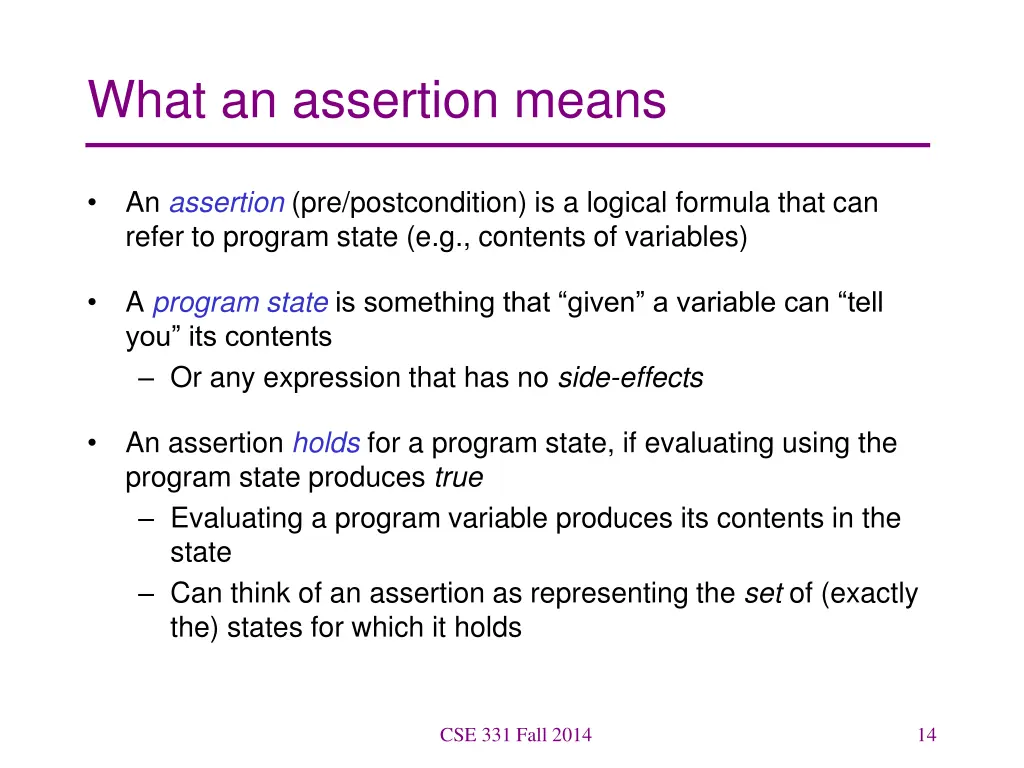 what an assertion means