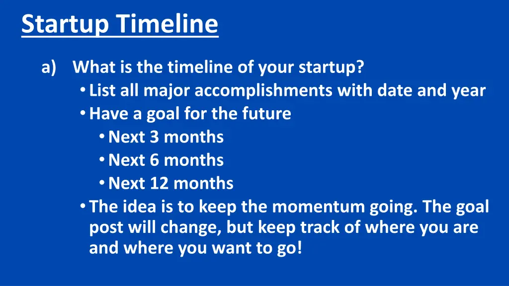 startup timeline