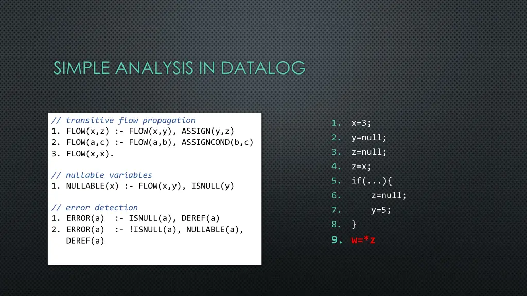 simple analysis in datalog