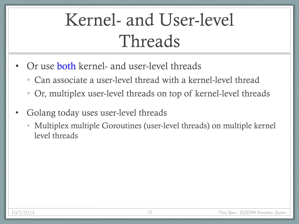 kernel and user level threads