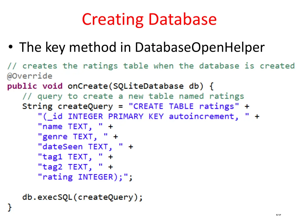 creating database 1