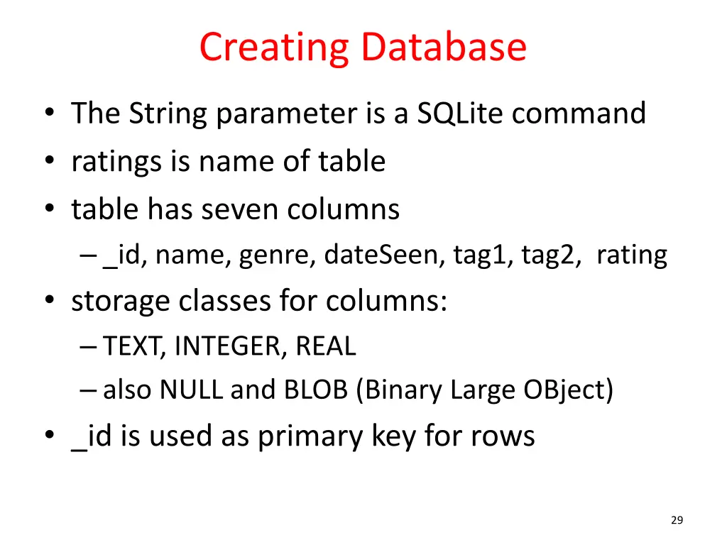 creating database 2