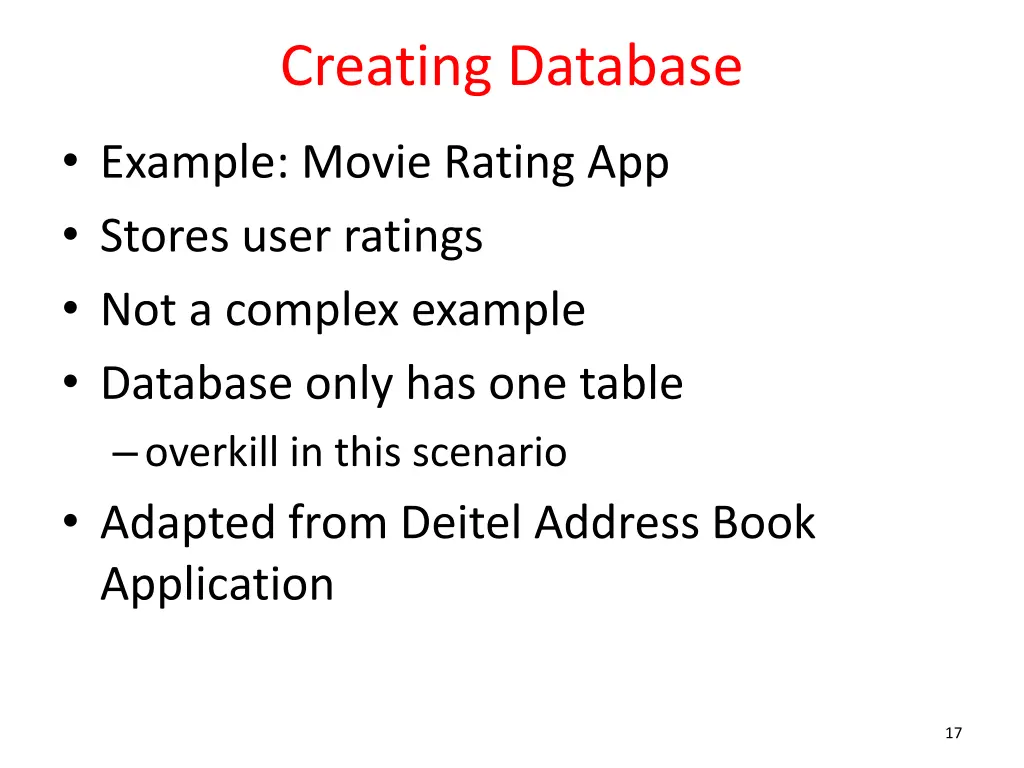 creating database