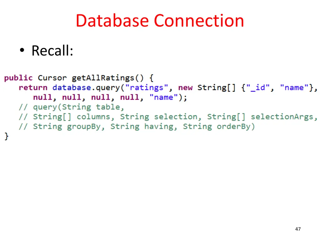 database connection