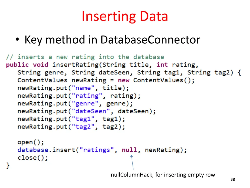 inserting data 2