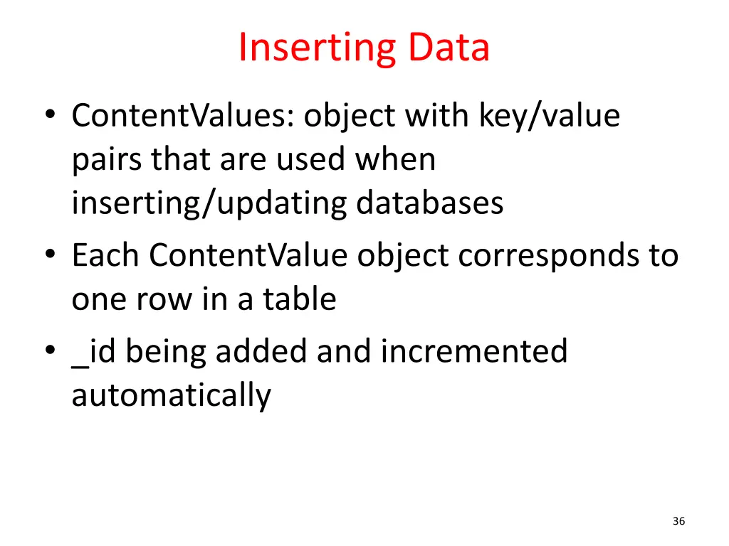 inserting data