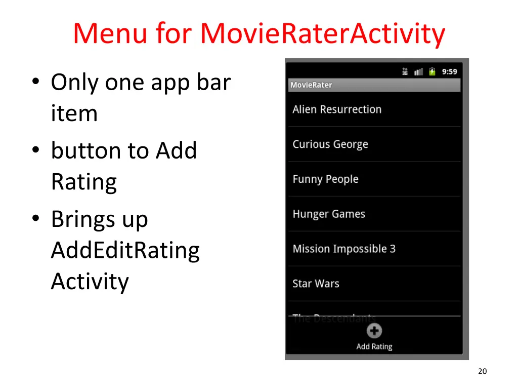 menu for movierateractivity