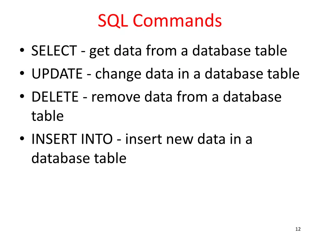 sql commands