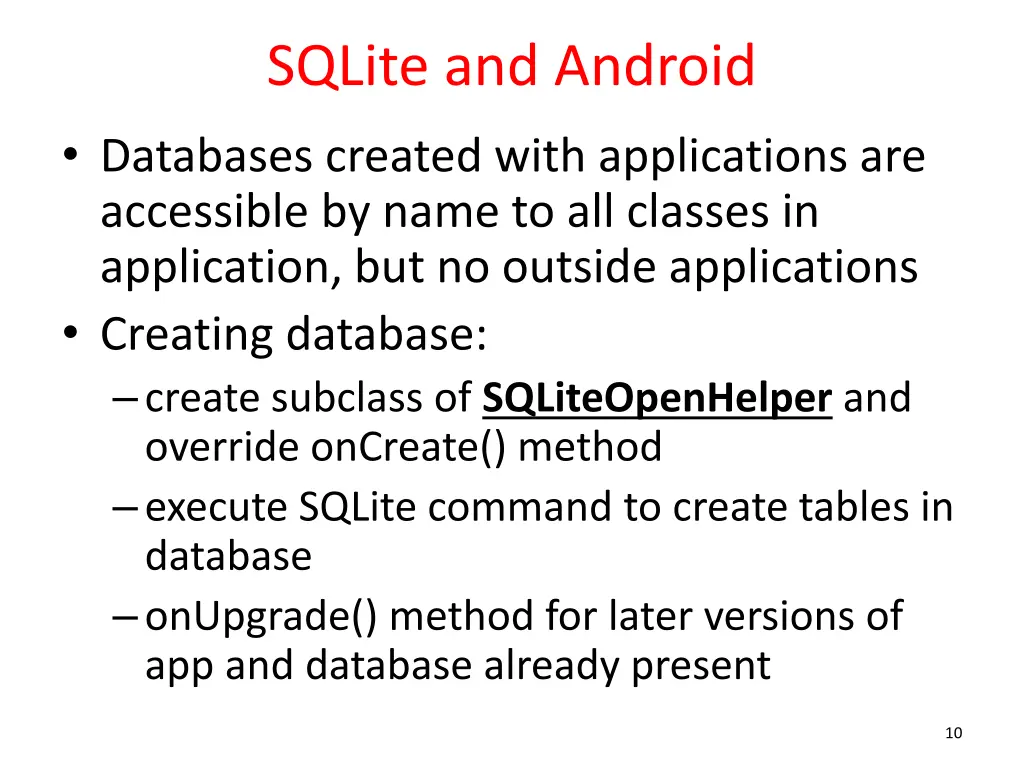 sqlite and android databases created with