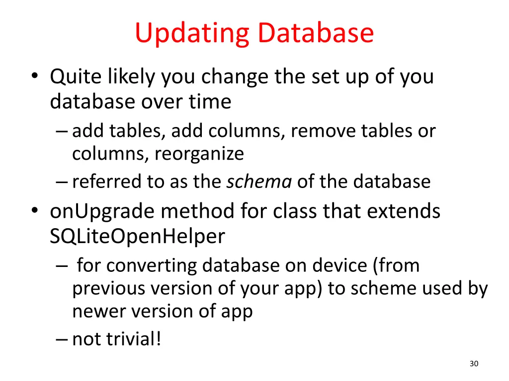 updating database