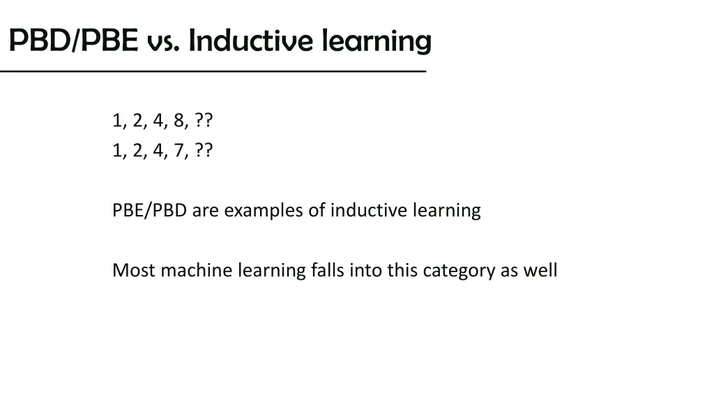 pbd pbe vs inductive learning