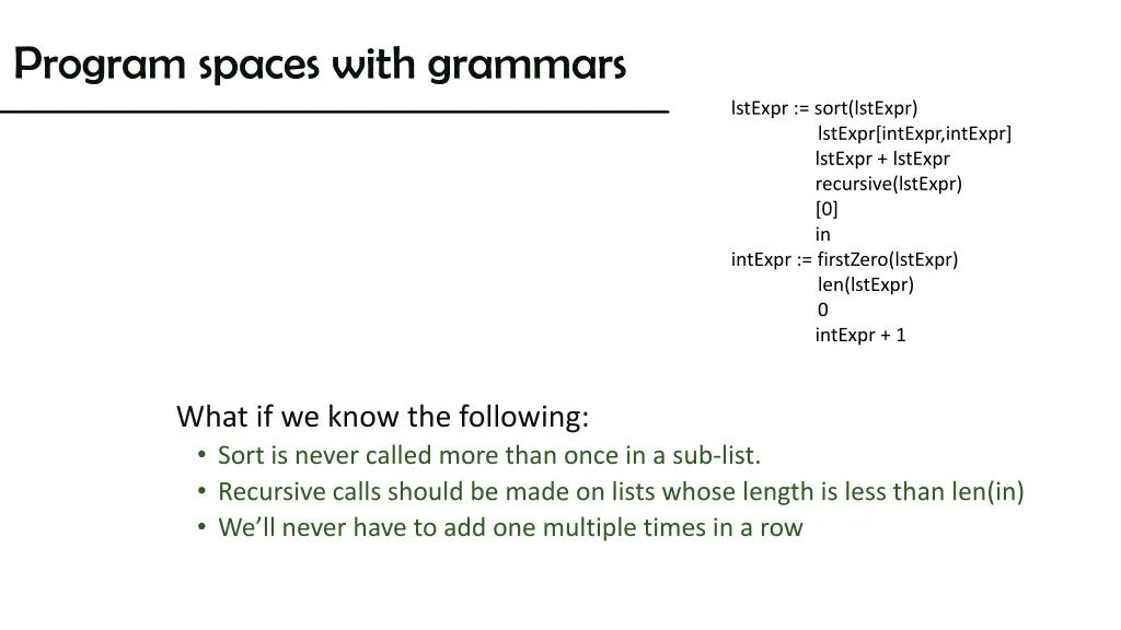 program spaces with grammars