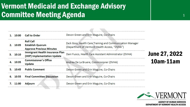 vermont medicaid and exchange advisory committee