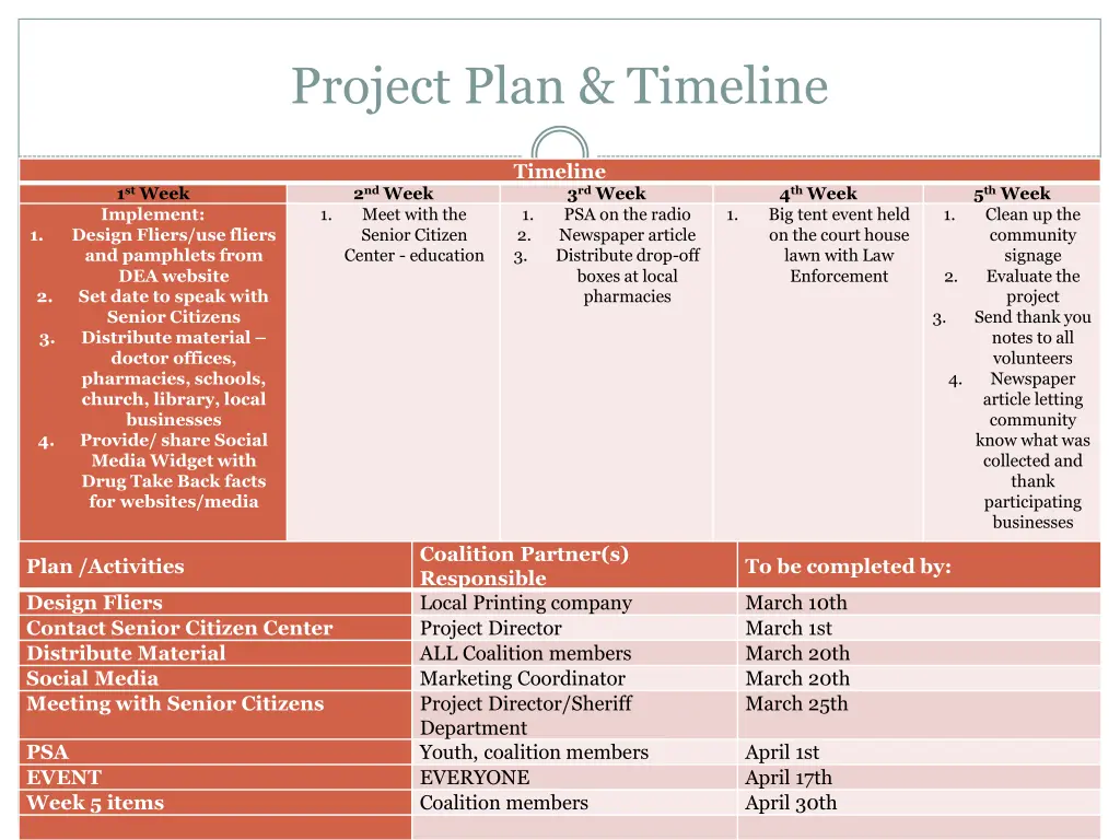 project plan timeline