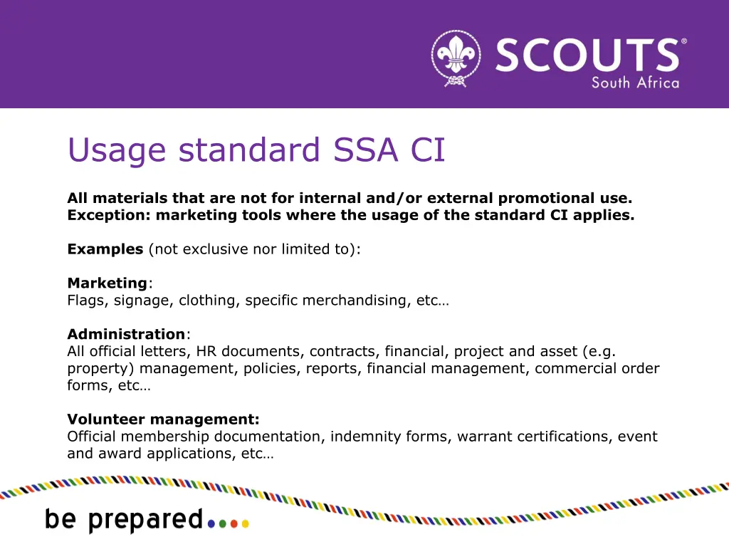 usage standard ssa ci