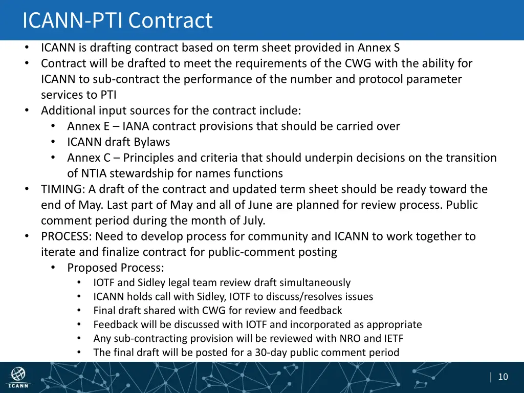 icann pti contract icann is drafting contract