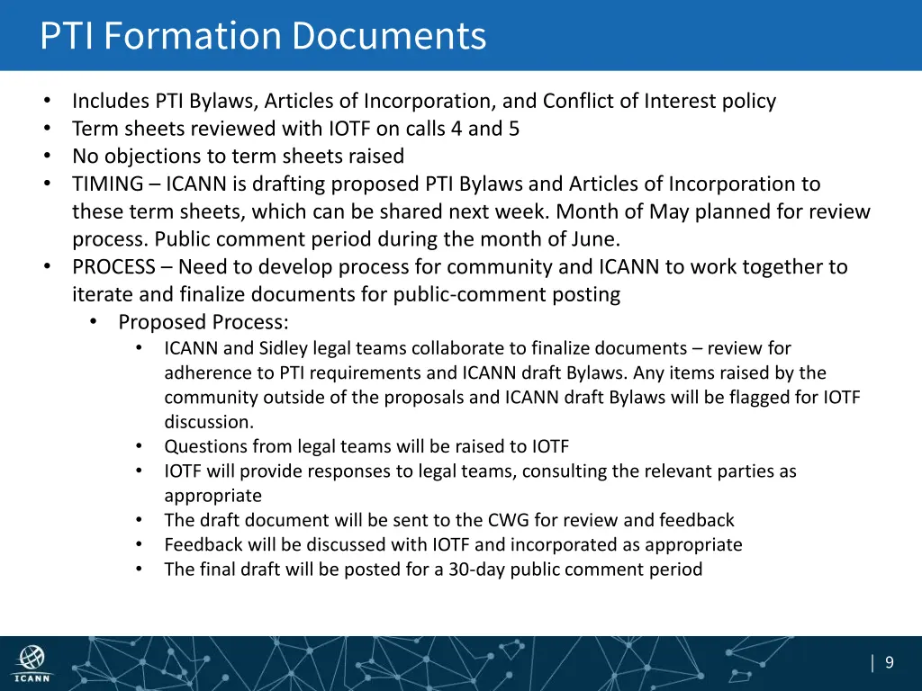 pti formation documents