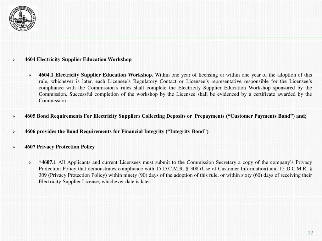 4604 electricity supplier education workshop