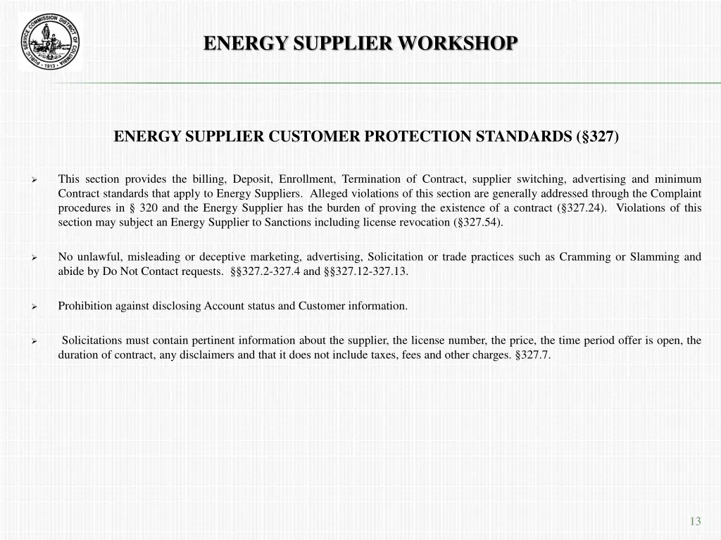 energy supplier workshop