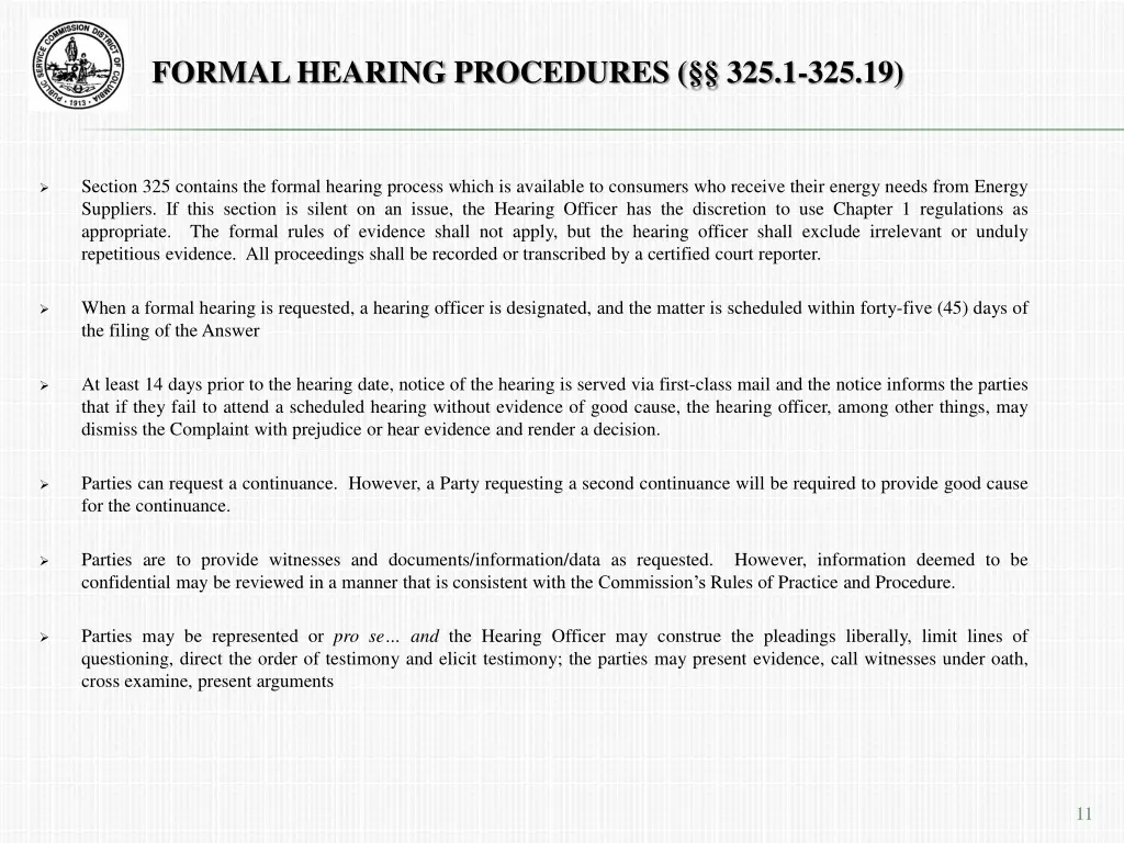 formal hearing procedures 325 1 325 19