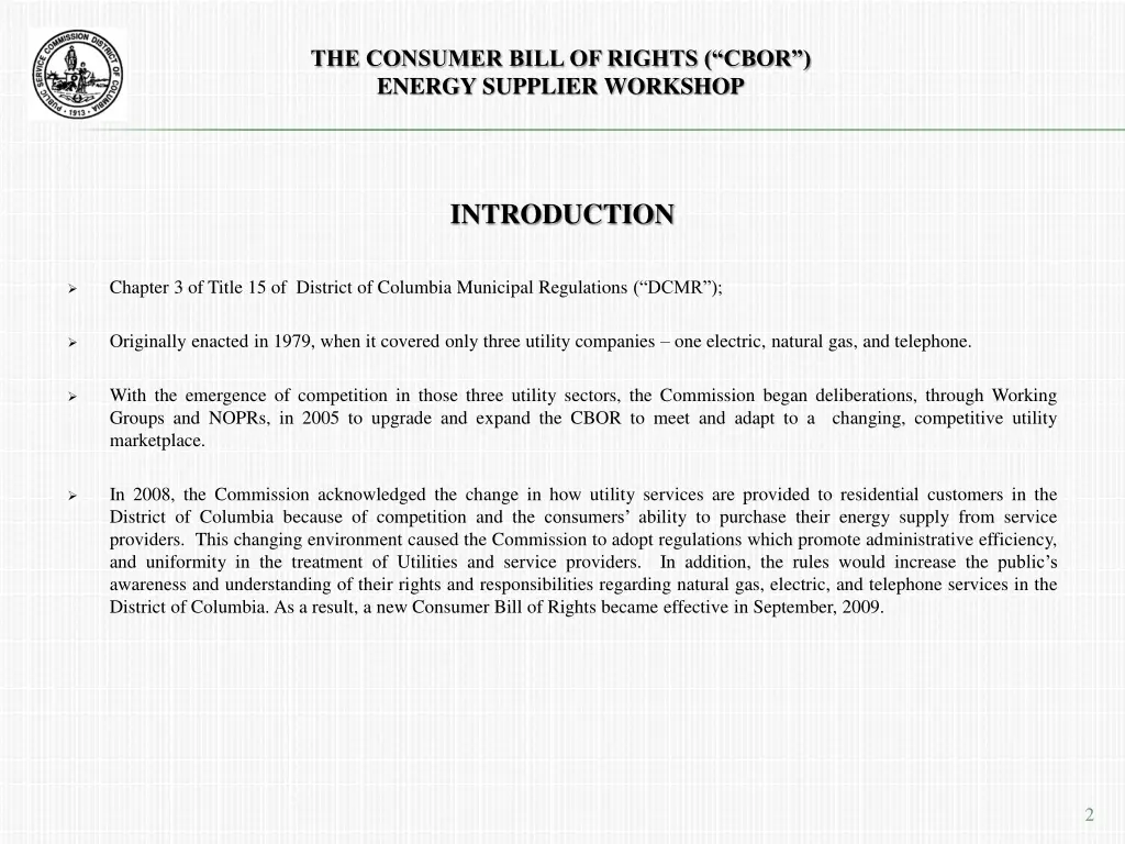 the consumer bill of rights cbor energy supplier