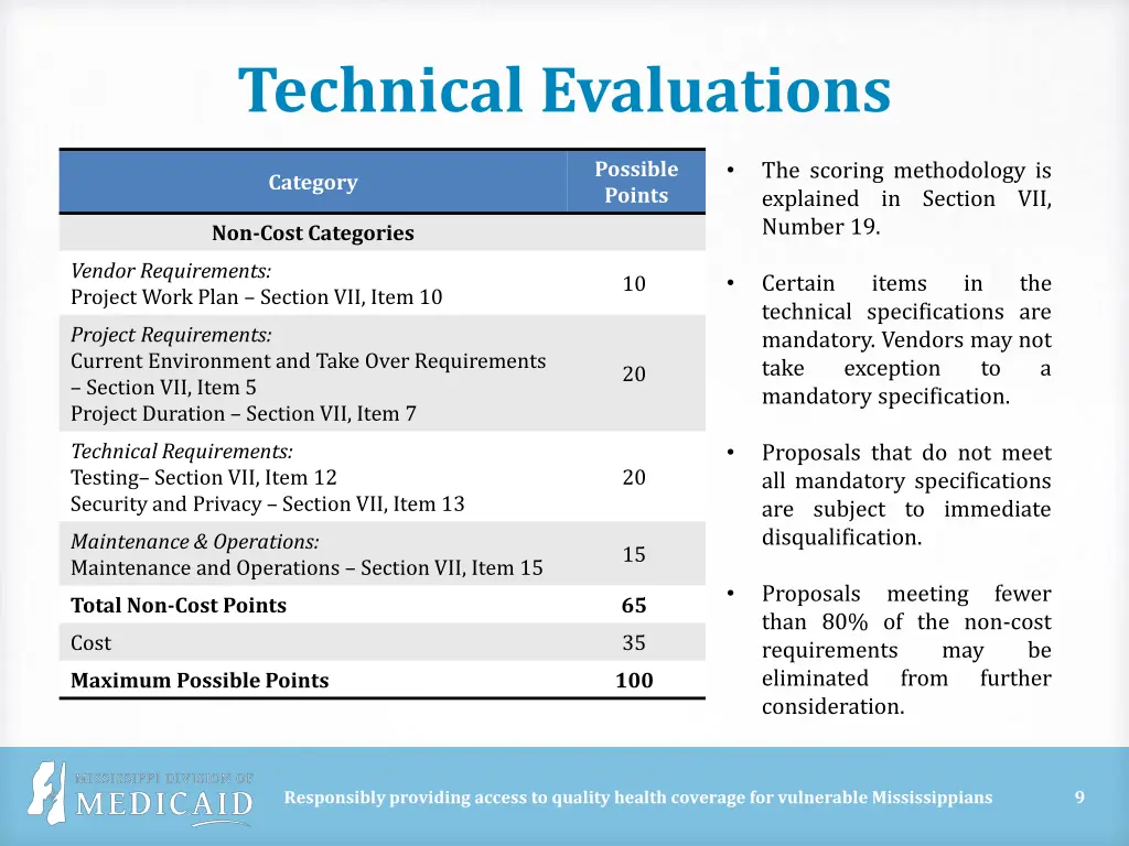 technical evaluations