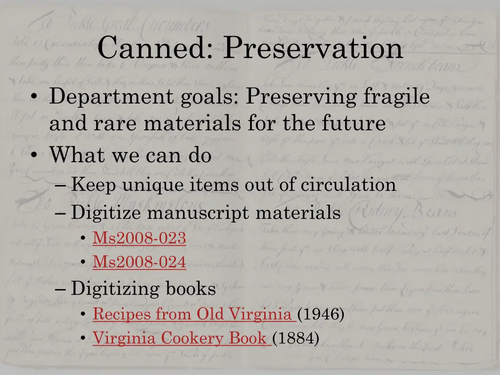 canned preservation