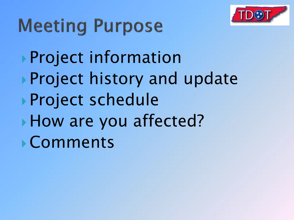 project information project history and update