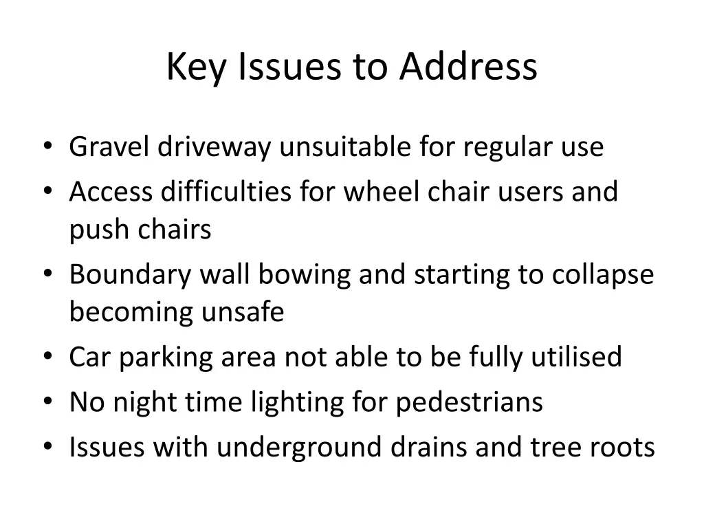 key issues to address