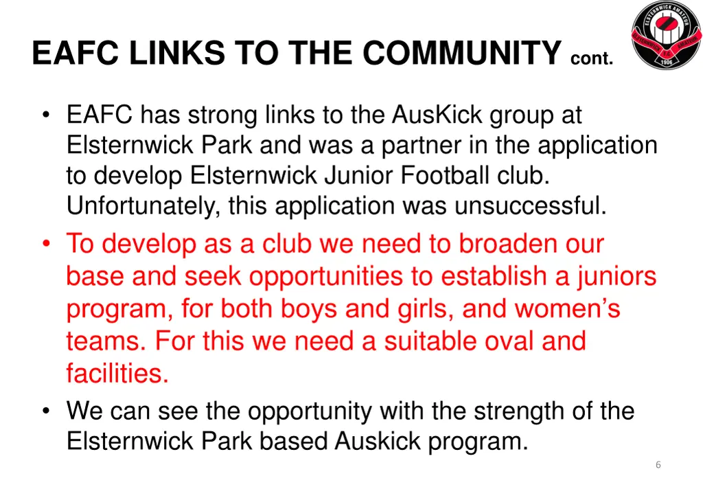 eafc links to the community cont