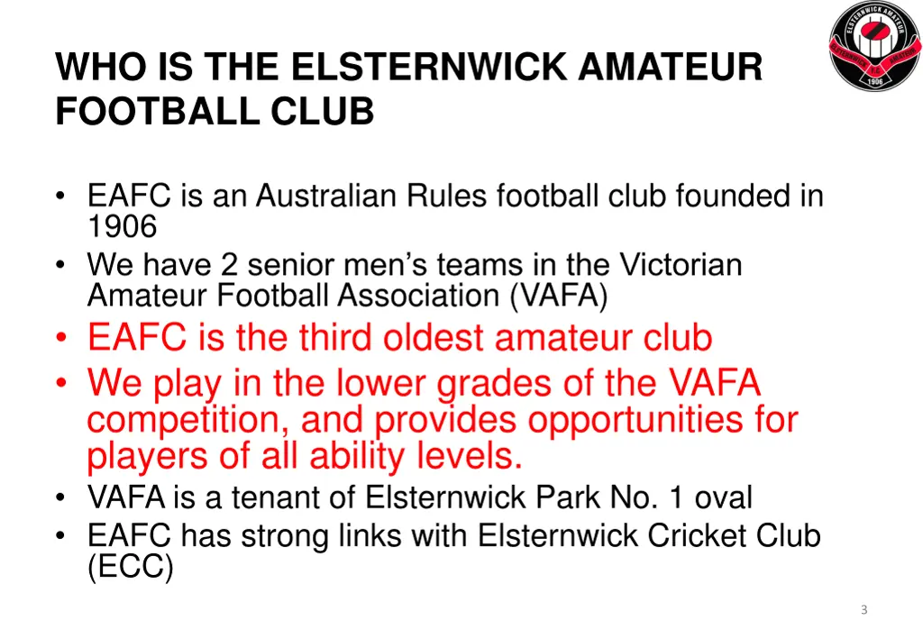 who is the elsternwick amateur football club