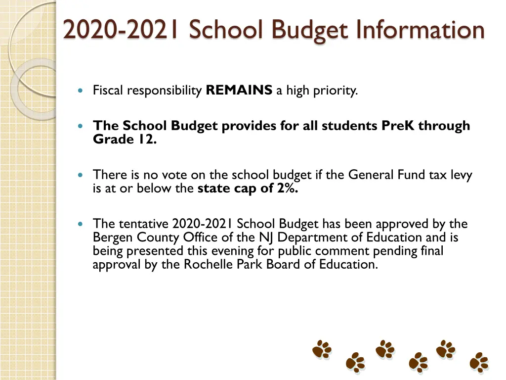 2020 2021 school budget information