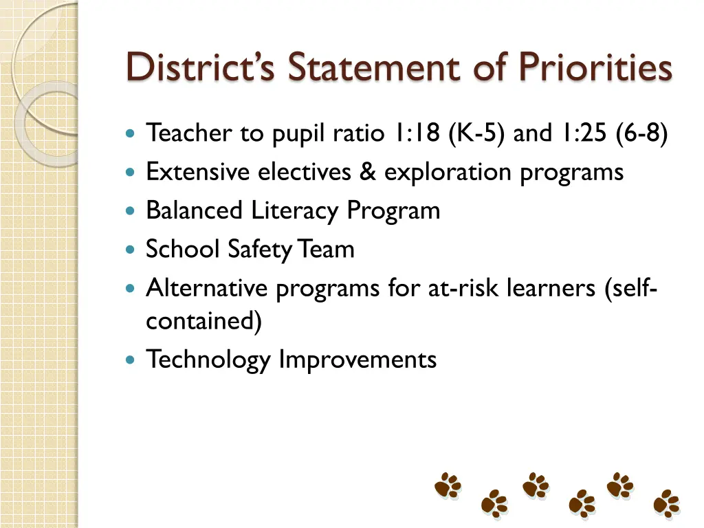 district s statement of priorities