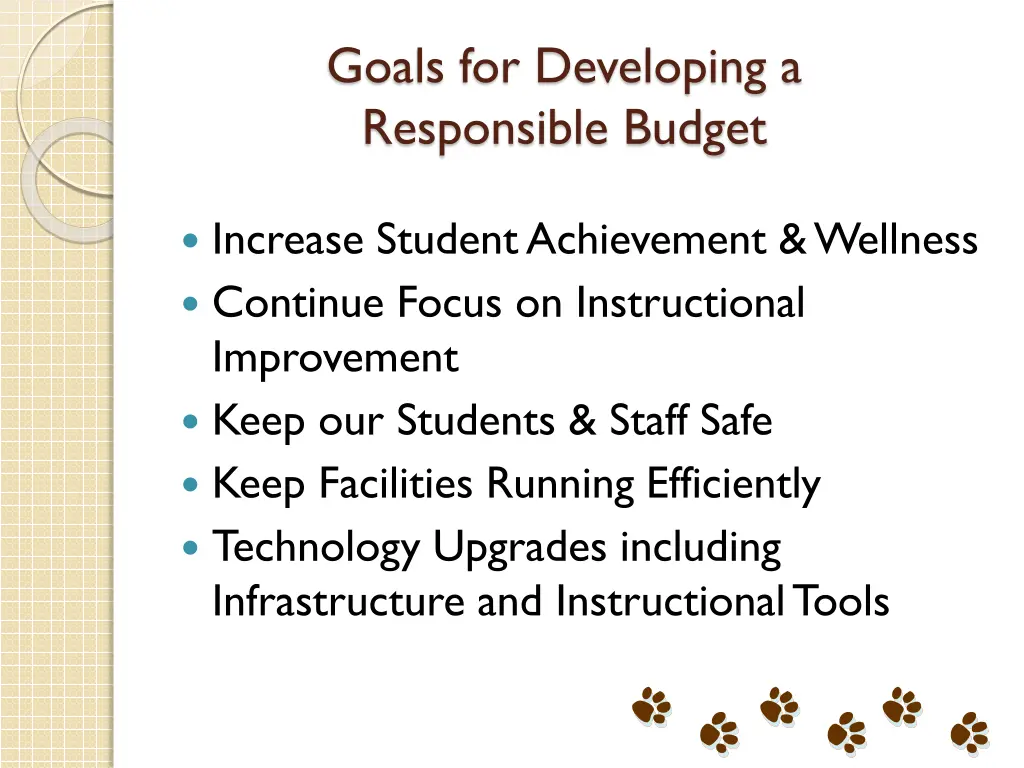 goals for developing a responsible budget