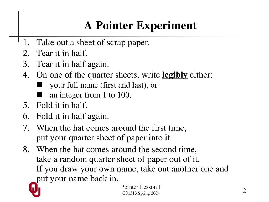 a pointer experiment