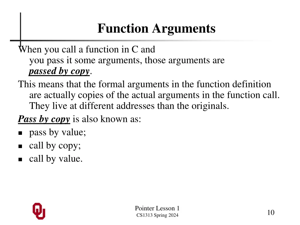 function arguments