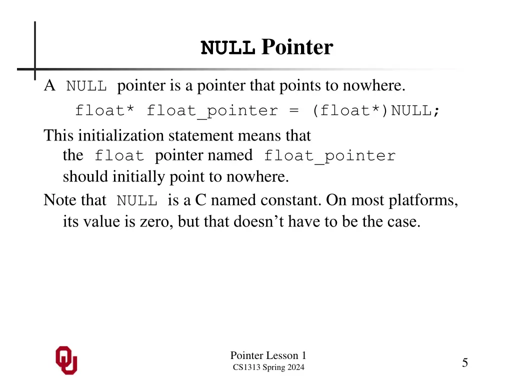 null pointer