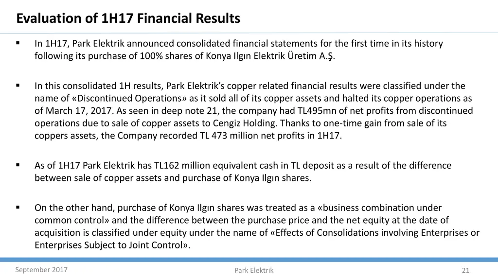 evaluation of 1h17 financial results