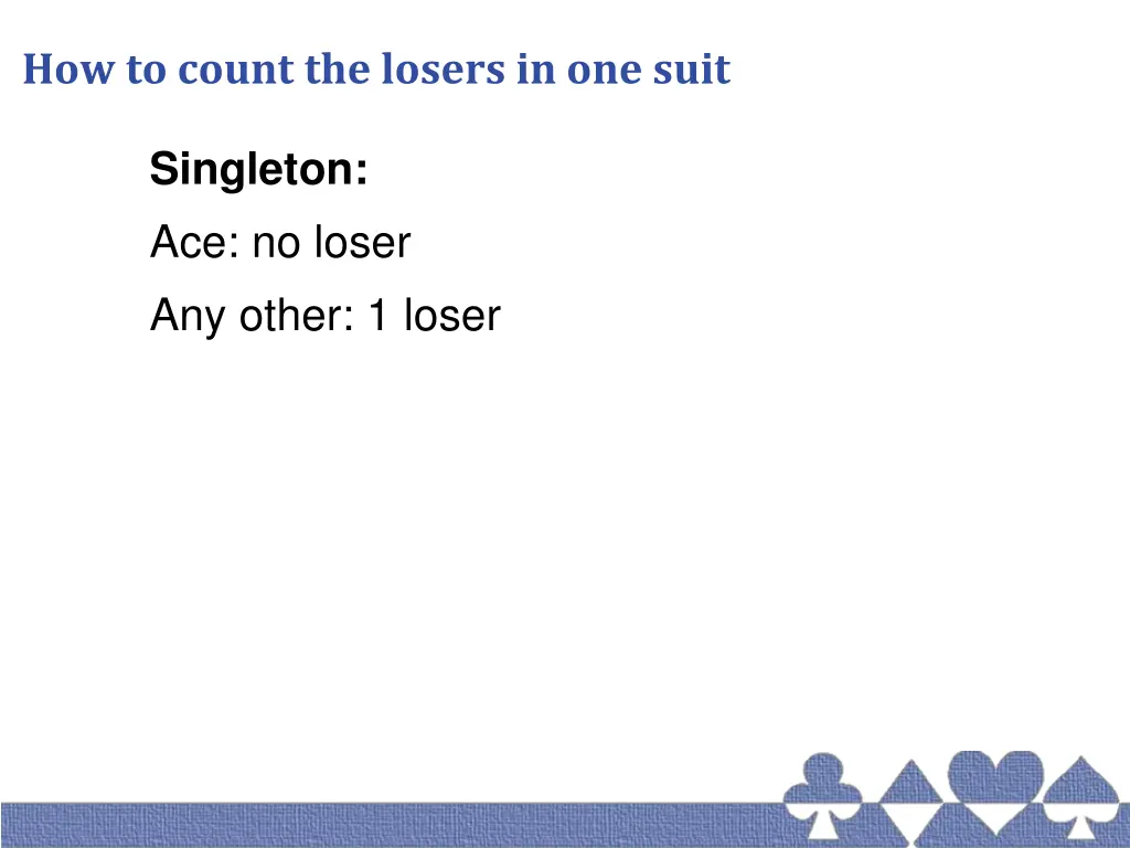 how to count the losers in one suit