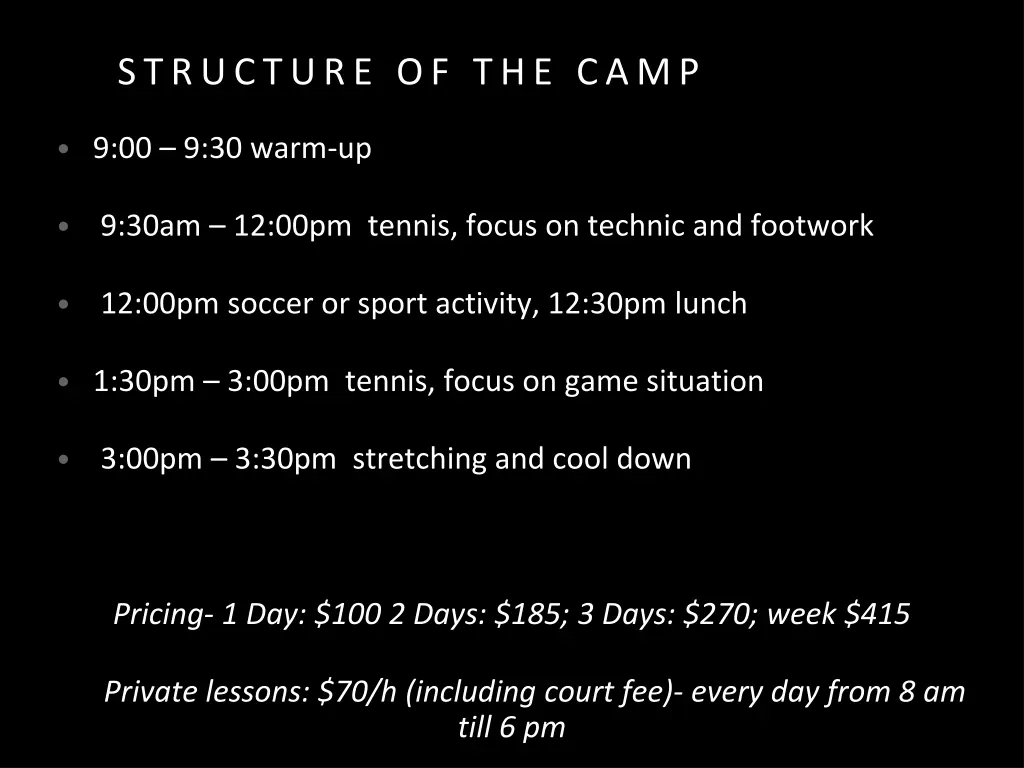 structure of the camp