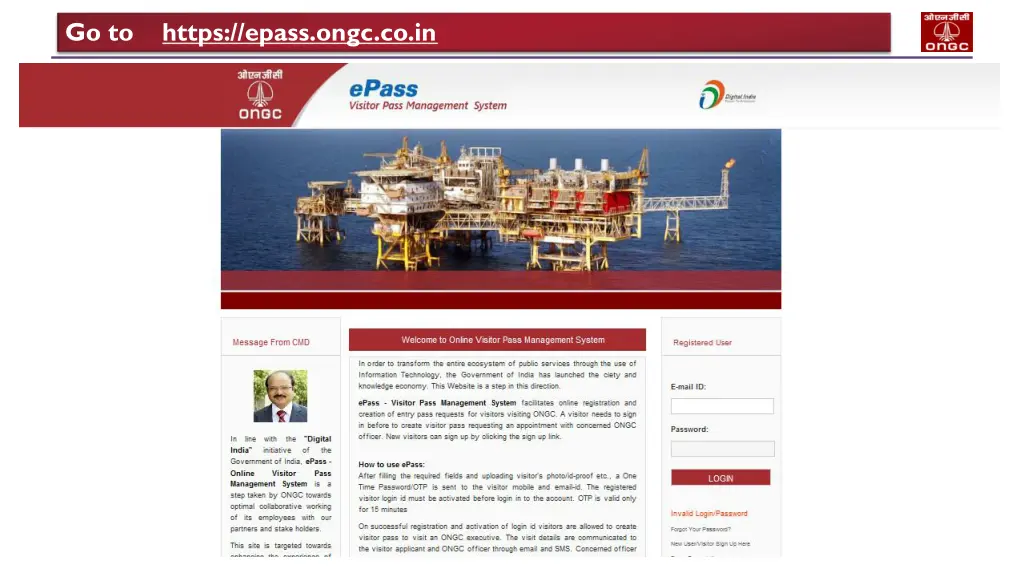 go to https epass ongc co in