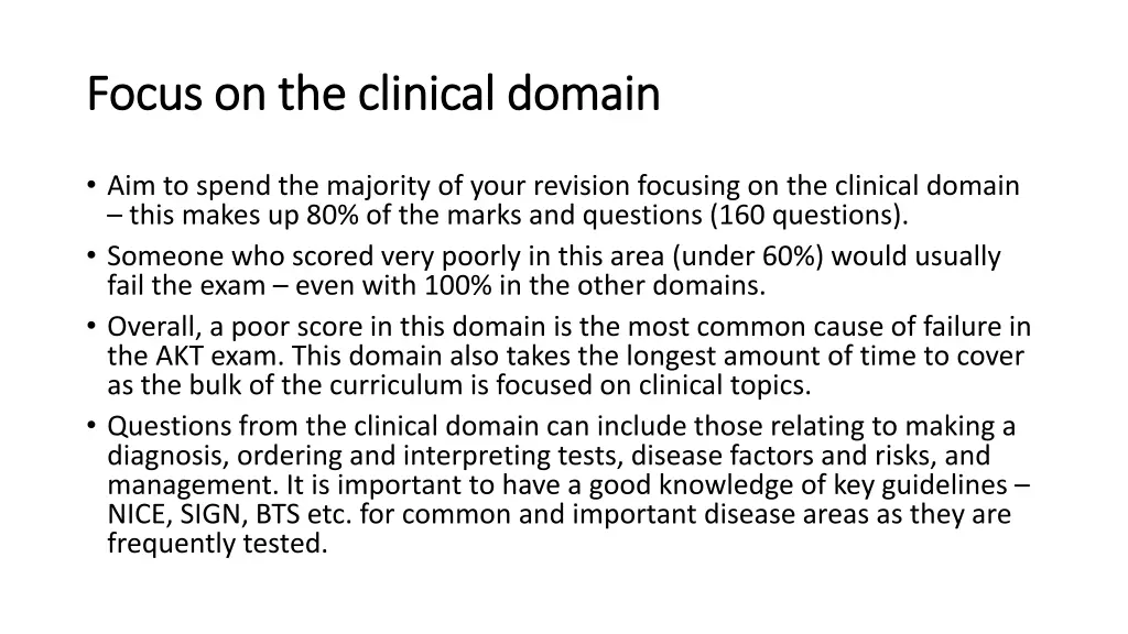 focus on the clinical domain focus