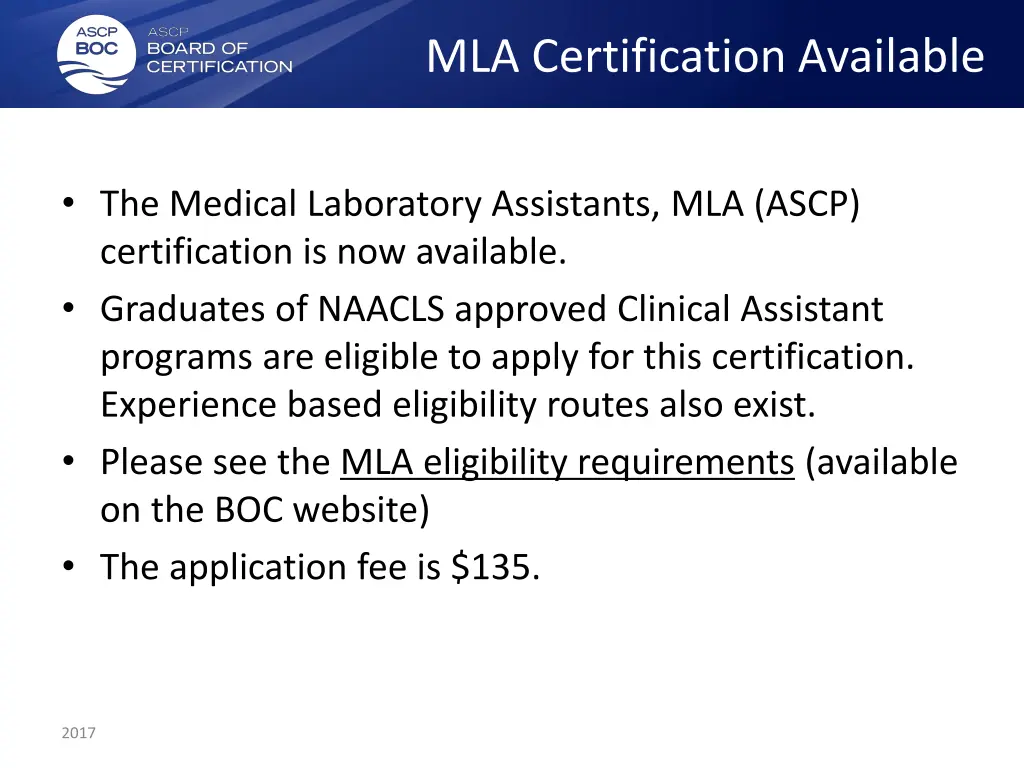 mla certification available