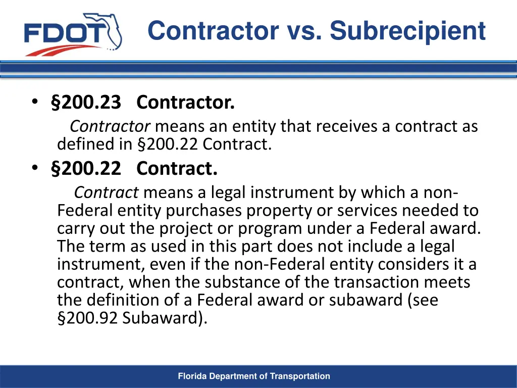 contractor vs subrecipient