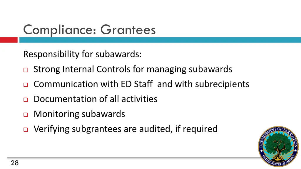 compliance grantees