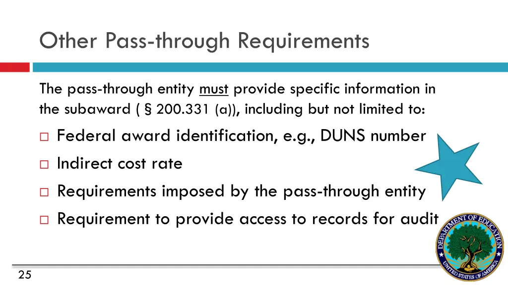 other pass through requirements